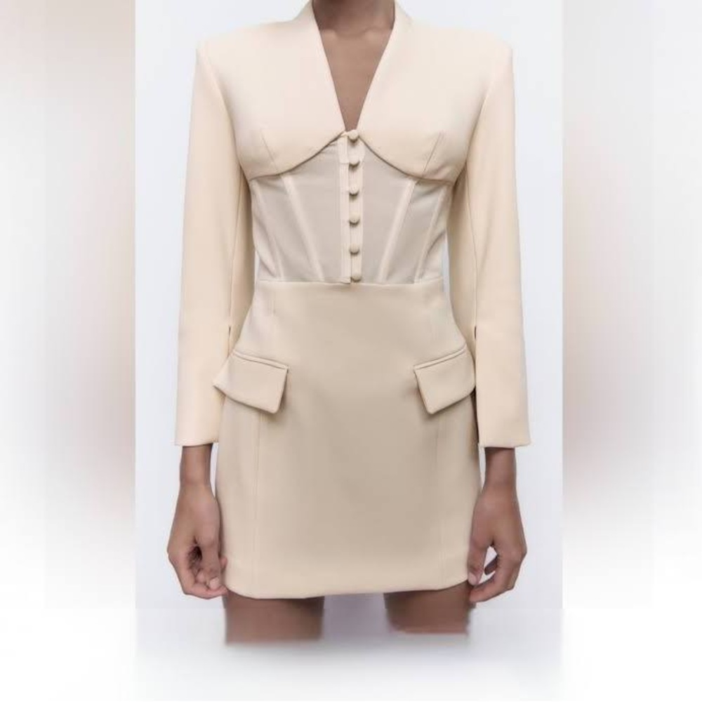 Zara Corset Detail Blazer Mini Dress